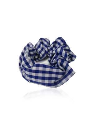 School Scrunchie Blue/White Check